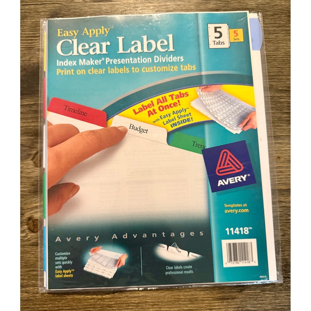 Avery Index Maker Presentation Dividers 5 Tab Multicolor 5 Sets 11418 New Clear